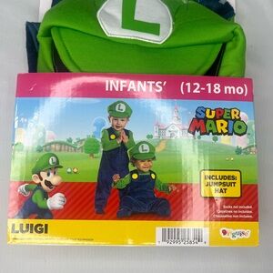 Super Mario "Luigi" Jumpsuit & Hat Costume Infants Size 6-12Month & 12-18 Month